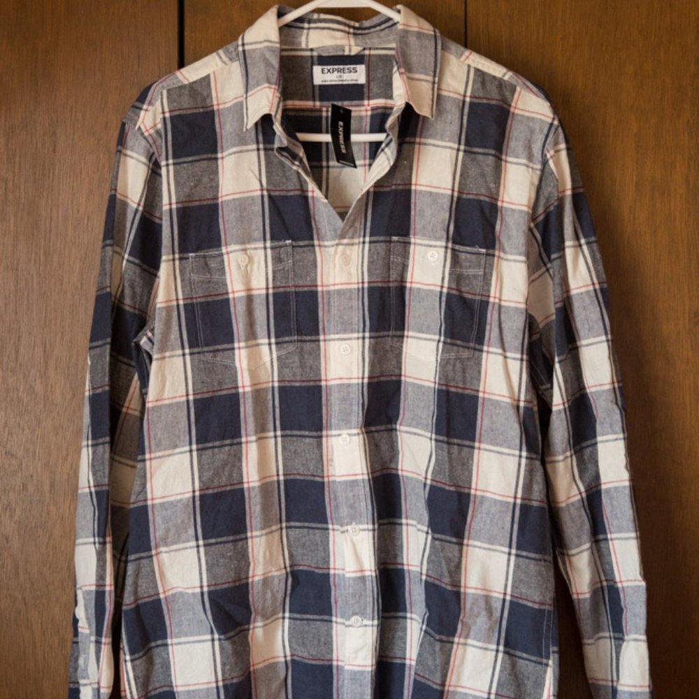 Express Men's Plaid Button Up Shirt
